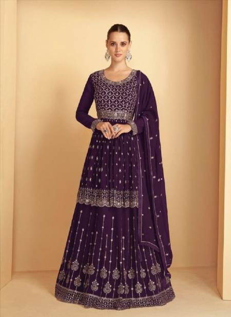 Purple Colour Aashirwad Gulkand Nusrat Georgette Designer Salwar kameez Catalog 7174 E